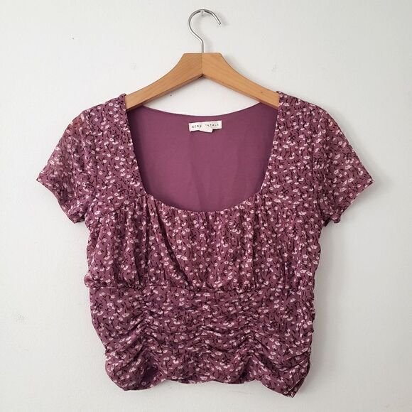 Aeropostale Purple Floral Crop Top S - Picture 1 of 6